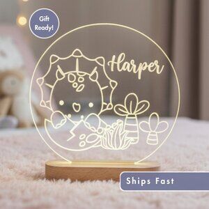 Dinosaur Custom Name Light • Personalized LED Cloud Decor • Kids Gift